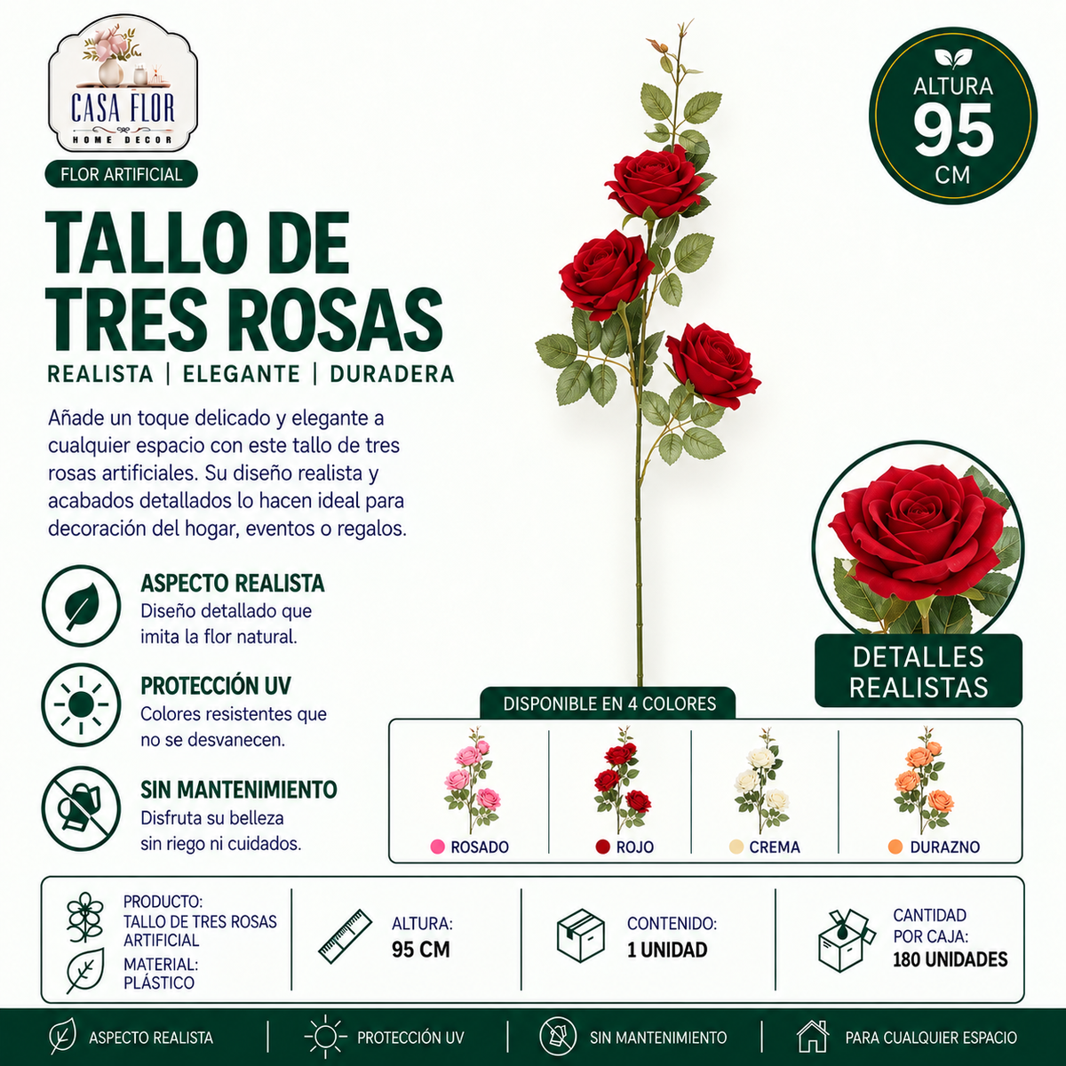 Flor artificial rosa #496973