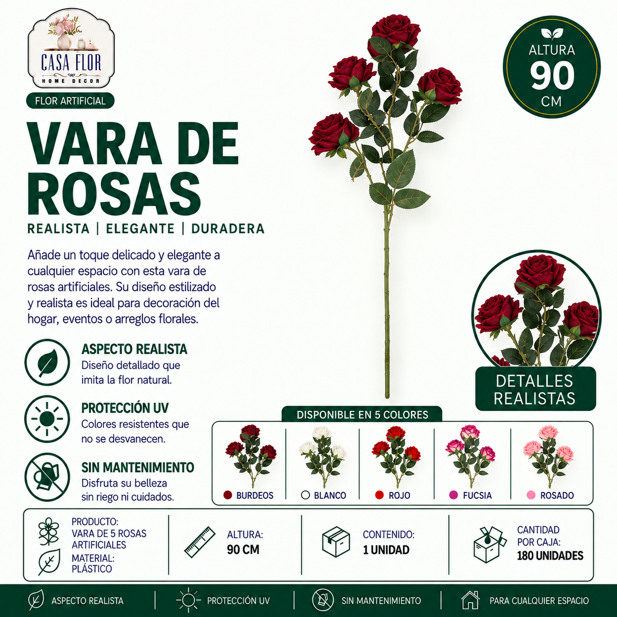 Flor artificial rosa #497116