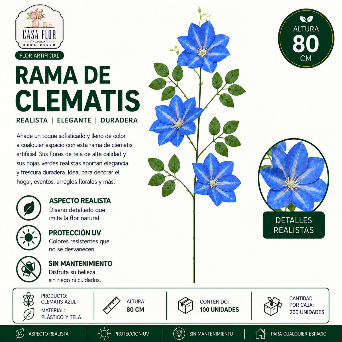 Flor artificial clematis NT-38431 - NT-38436