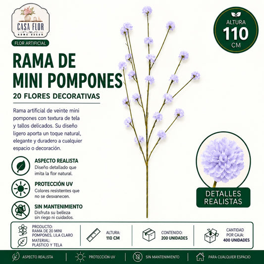 Flor artificial mini pompones NT-38609 - NT-38610