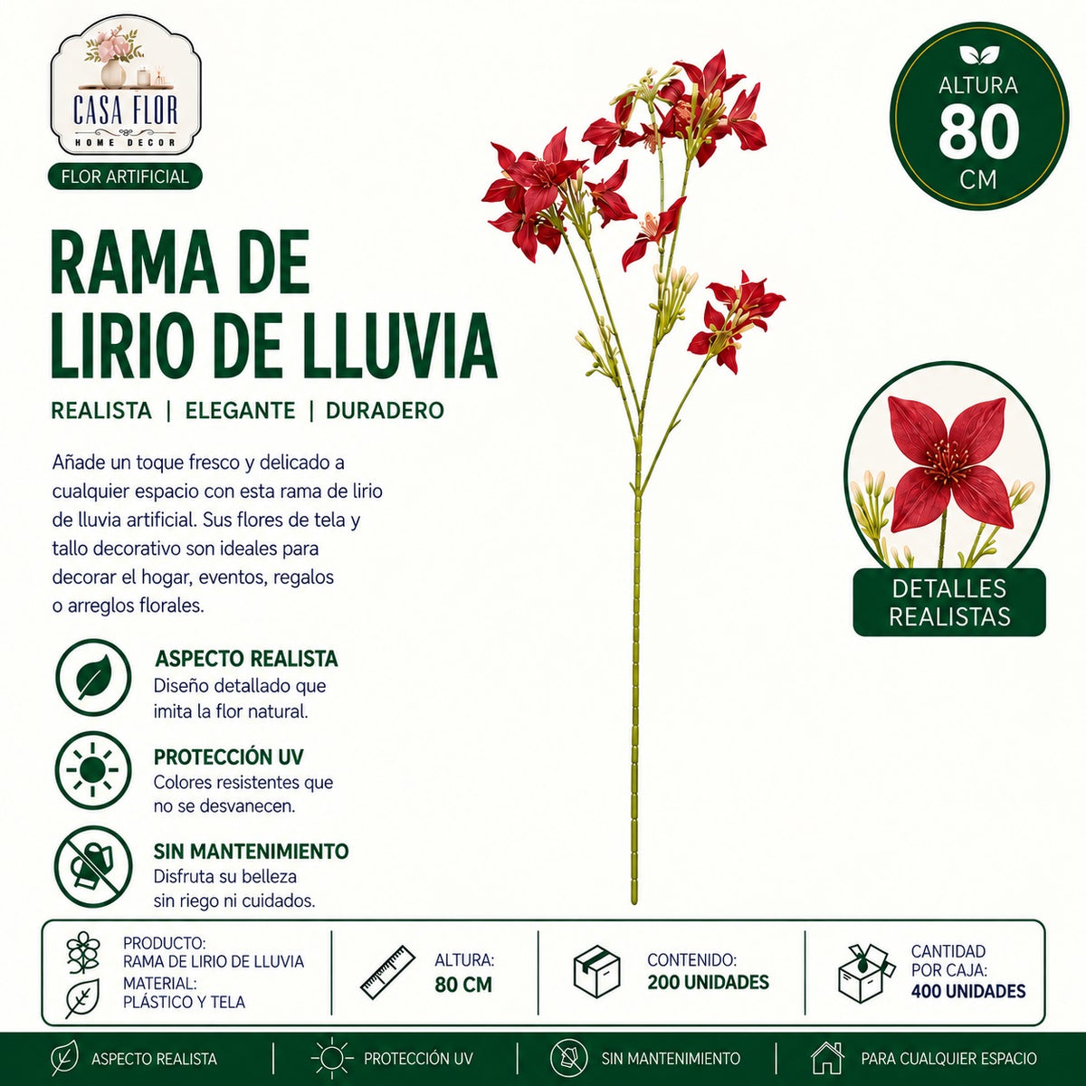 Flor artificial lirio de lluvia NT-38629 - NT-38634
