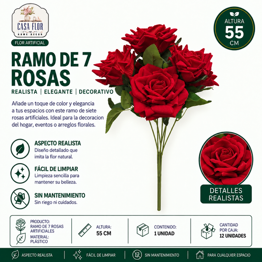 Flor artificial rosa #551164