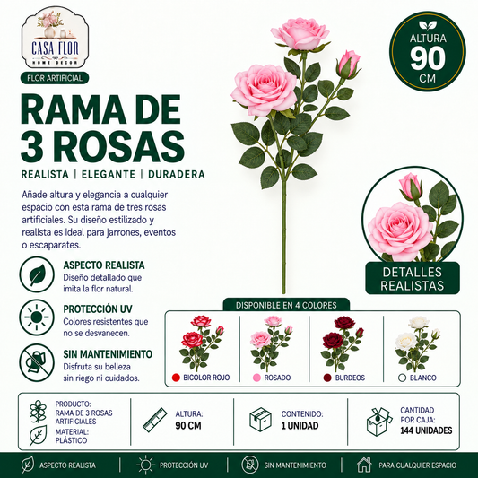 Flor artificial rosa #253286