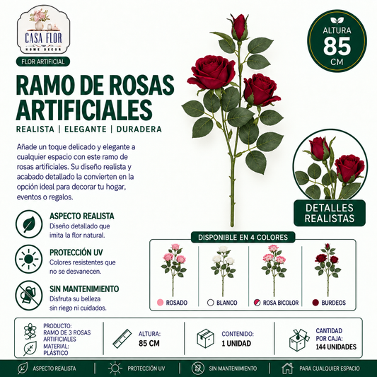 Flor artificial rosa #256430