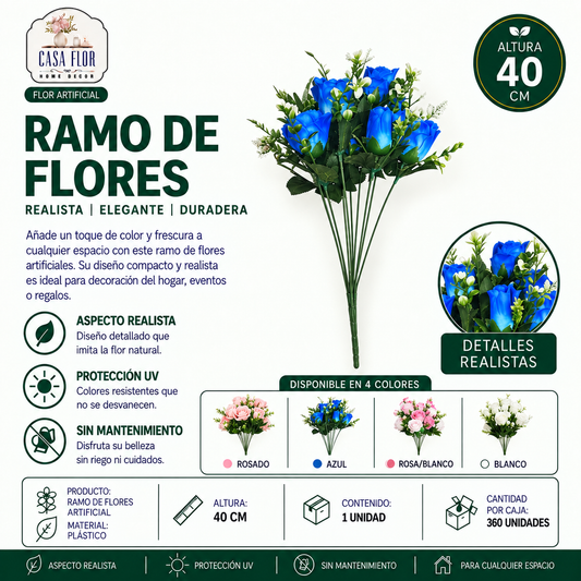 Flor artificial rosa #325310