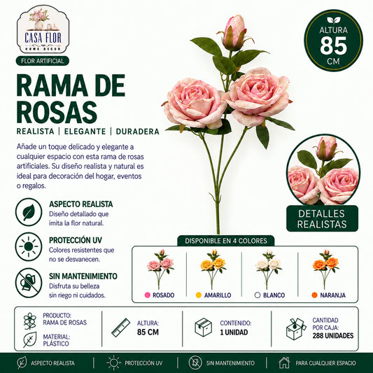 Flor artificial rosa #330062
