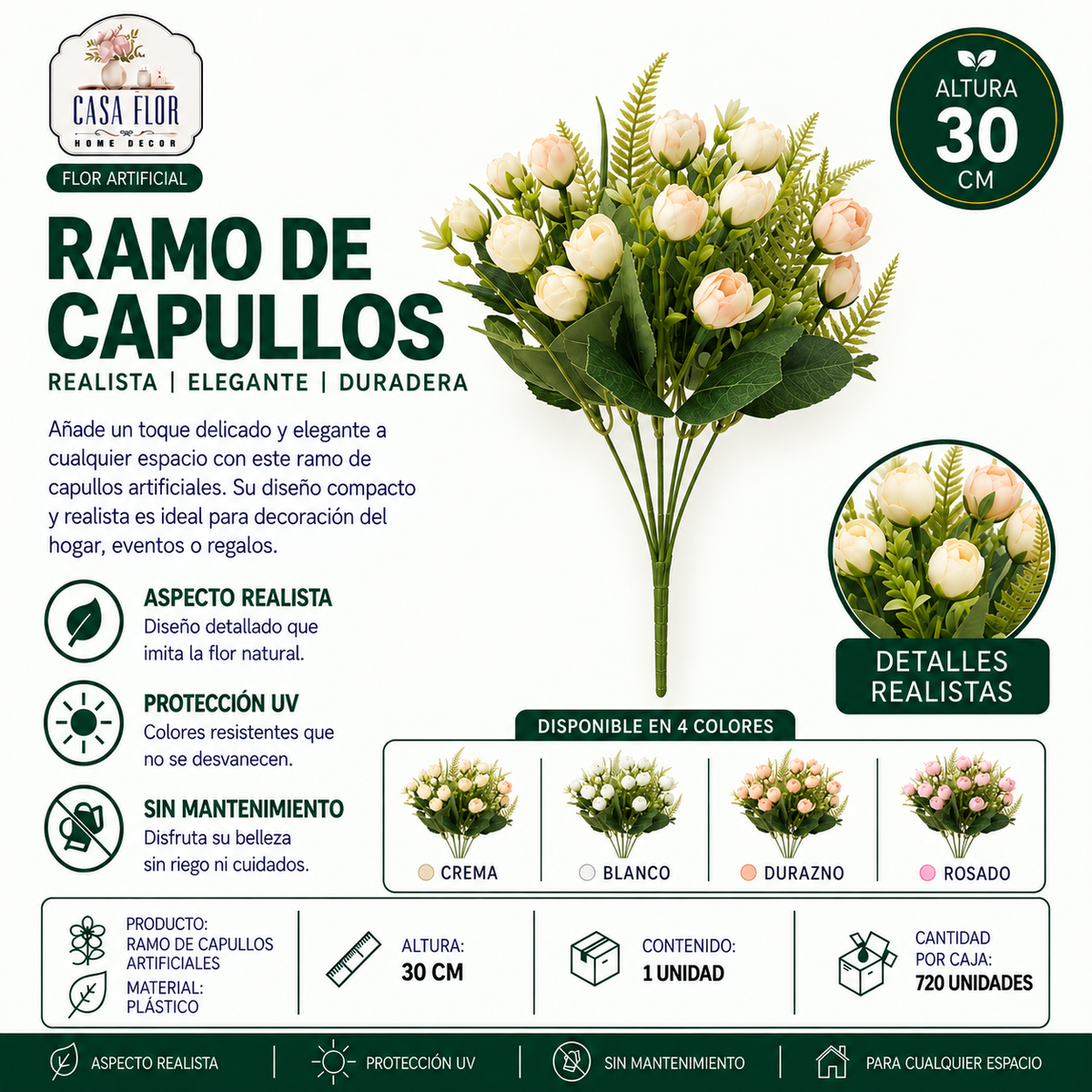 Flor artificial capullo #331533