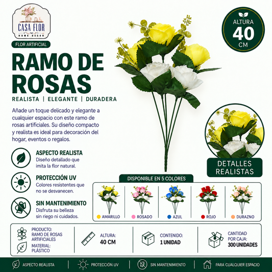 Flor artificial rosa #336613