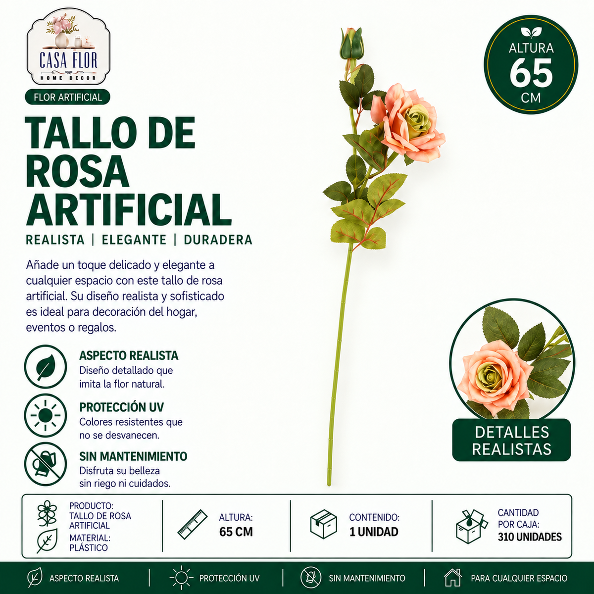 Flor artificial rosa #487285