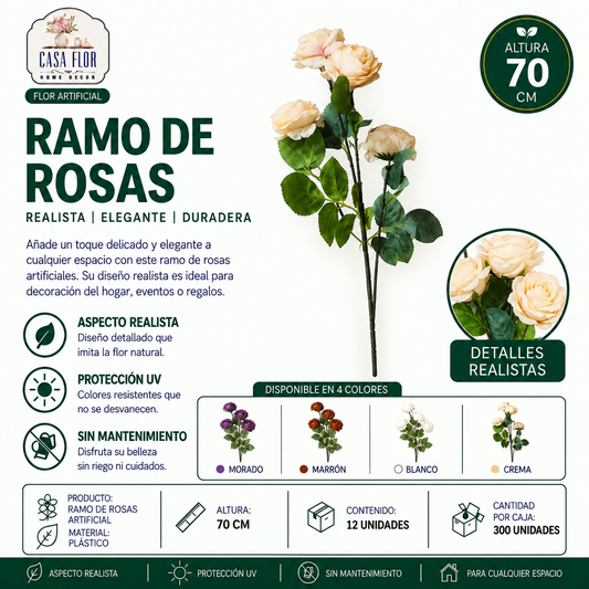 Flor artificial rosa #488992