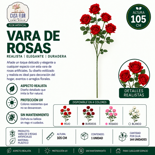Flor artificial rosa #497093