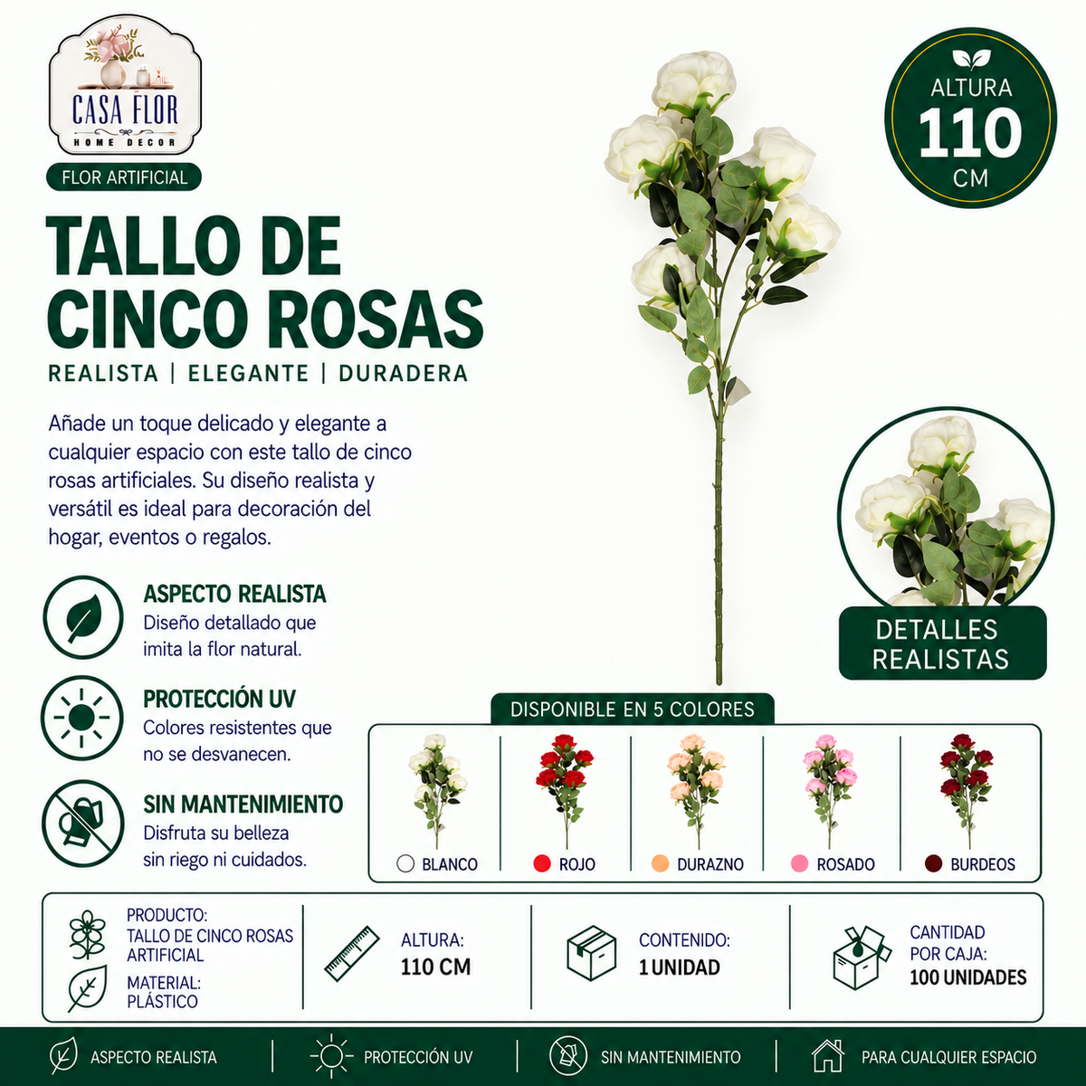 Flor artificial rosa #497741