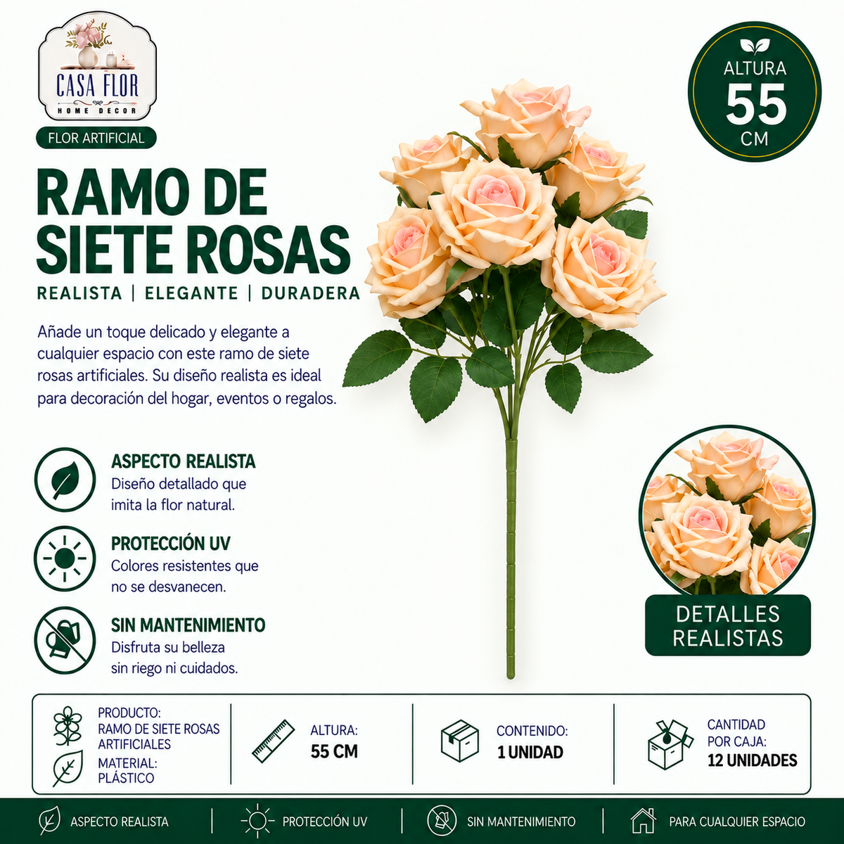 Flor artificial rosa #551164