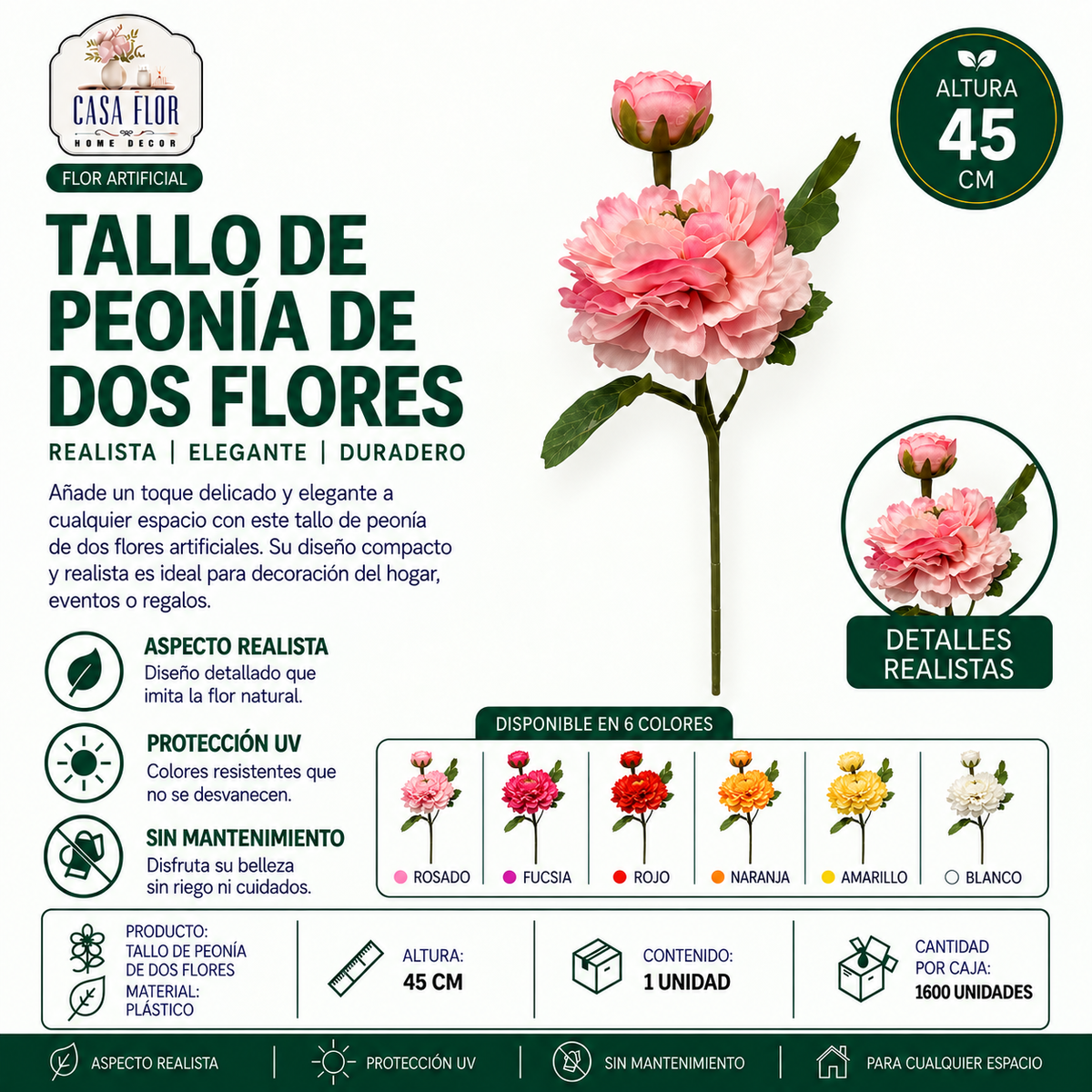 Flor artificial peonia #552296