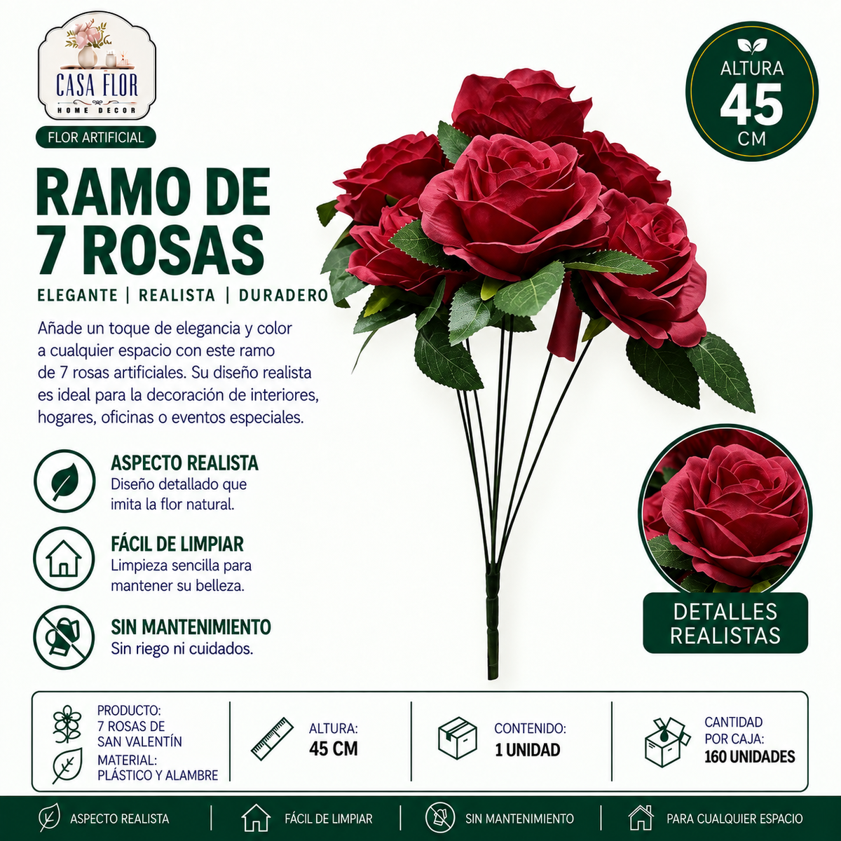 Flor artificial rosa NT-38244 - NT-38246