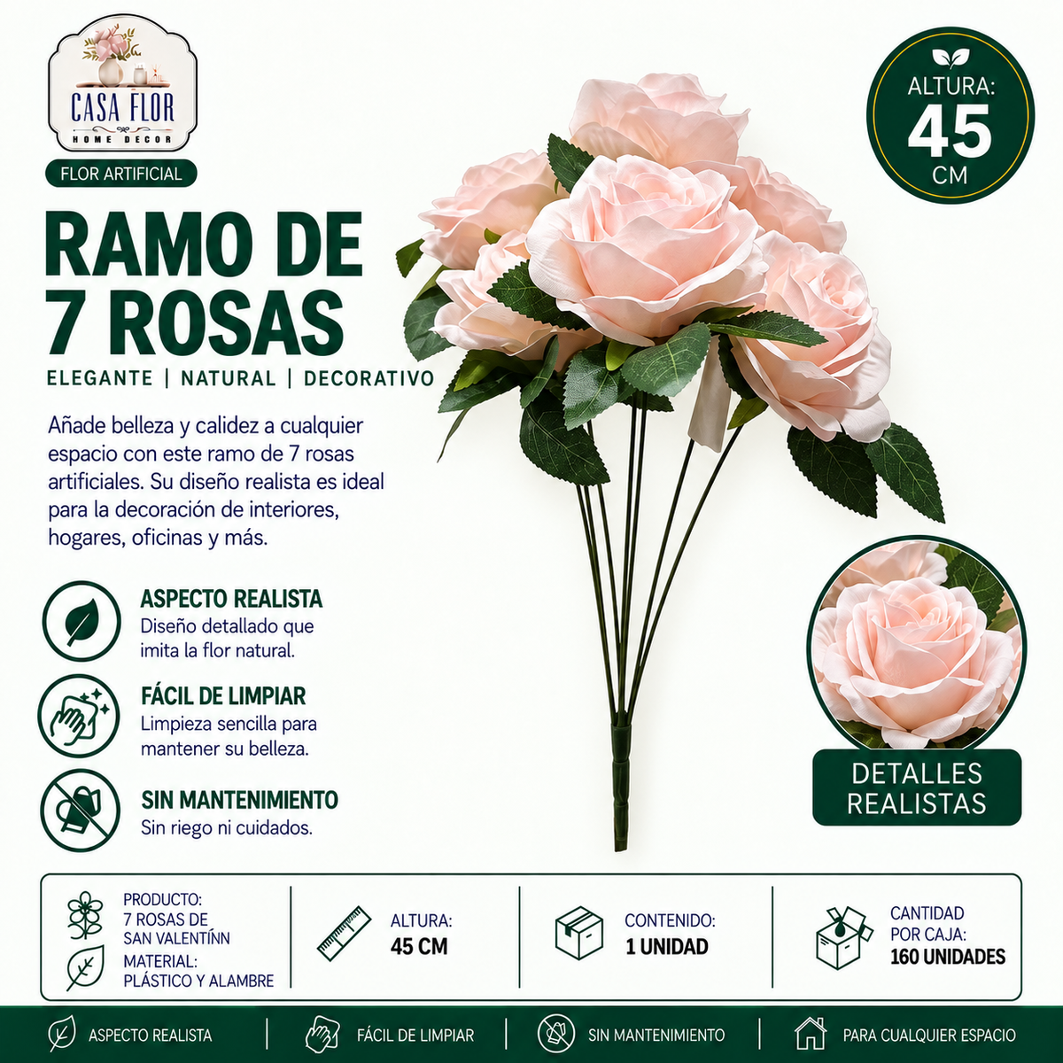 Flor artificial rosa NT-38244 - NT-38246