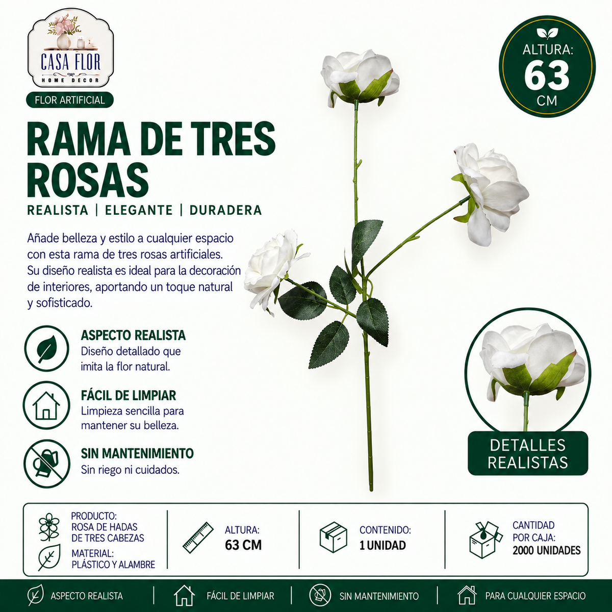 Flor artificial rosa NT-38369 - NT-38372
