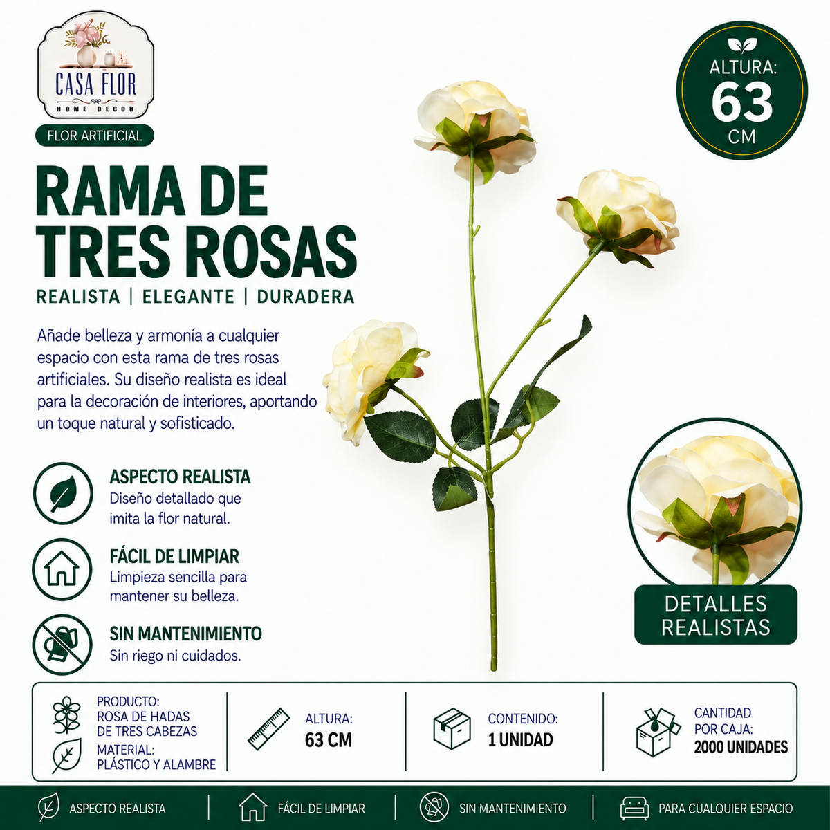 Flor artificial rosa NT-38369 - NT-38372