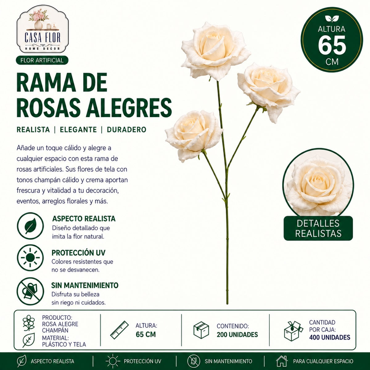 Flor artificial rosa NT-38380 - NT-38384