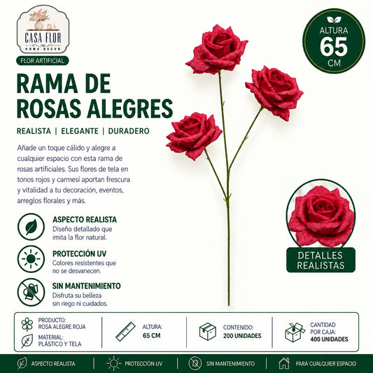 Flor artificial rosa NT-38380 - NT-38384