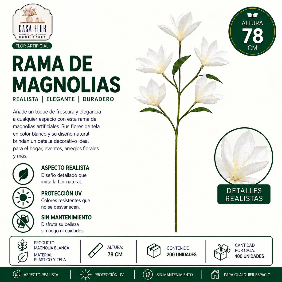 Flor artificial magnolia NT-38385 - NT-38388