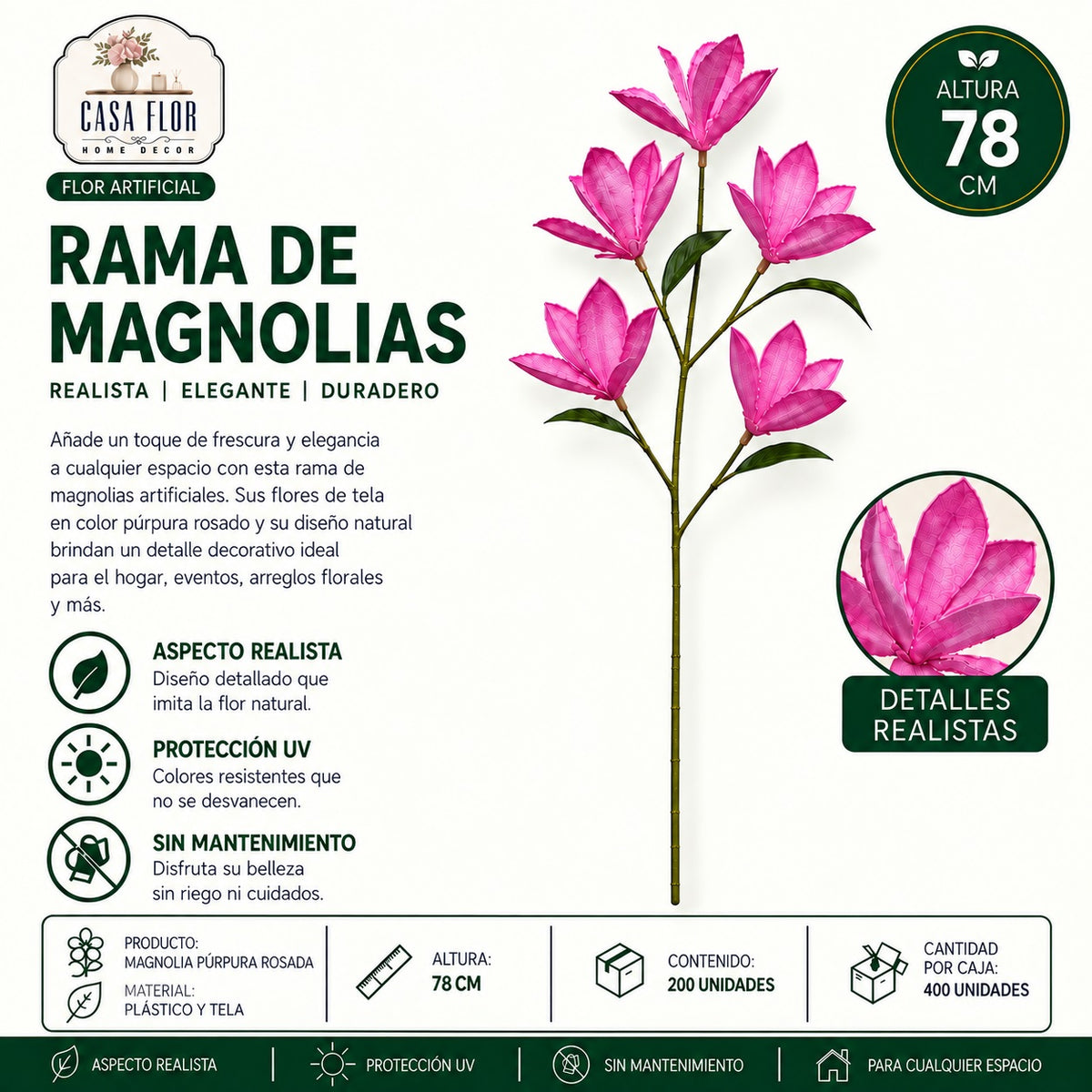 Flor artificial magnolia NT-38385 - NT-38388