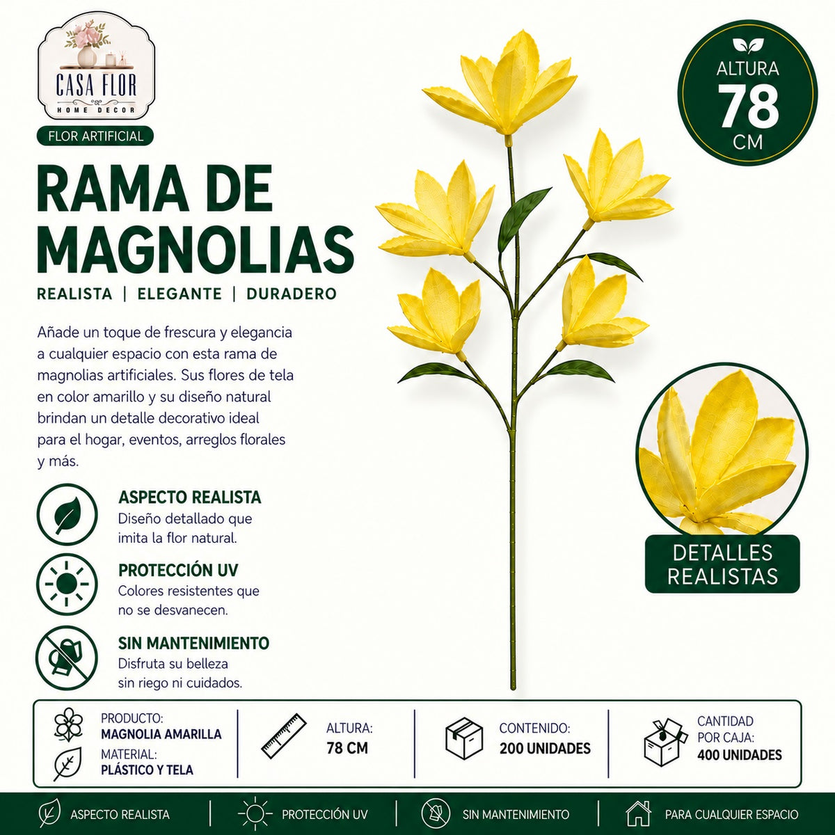 Flor artificial magnolia NT-38385 - NT-38388