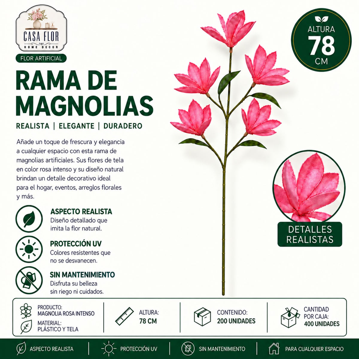 Flor artificial magnolia NT-38385 - NT-38388