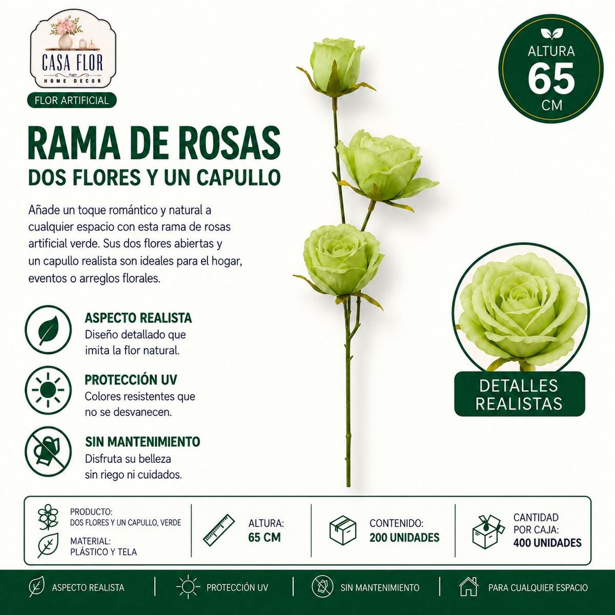 Flor artificial rosa NT-38398 - NT-38401
