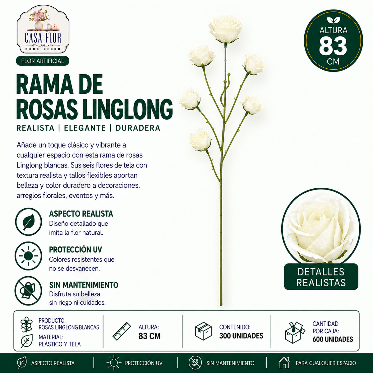 Flor artificial rosa linglong NT-38425 - NT-38428