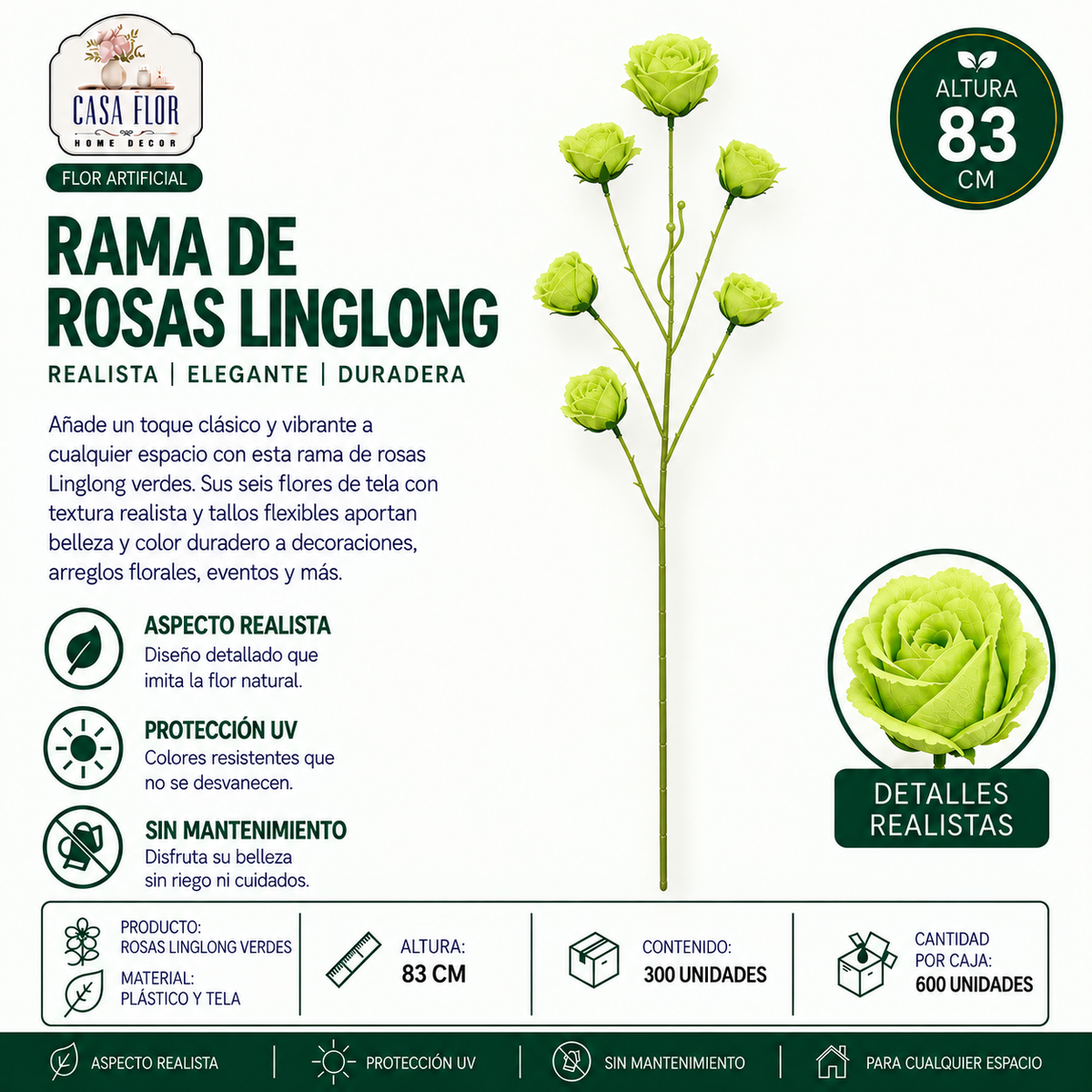 Flor artificial rosa linglong NT-38425 - NT-38428