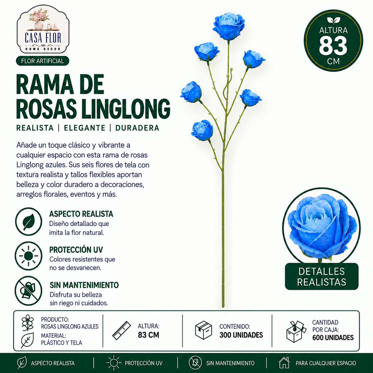 Flor artificial rosa linglong NT-38425 - NT-38428