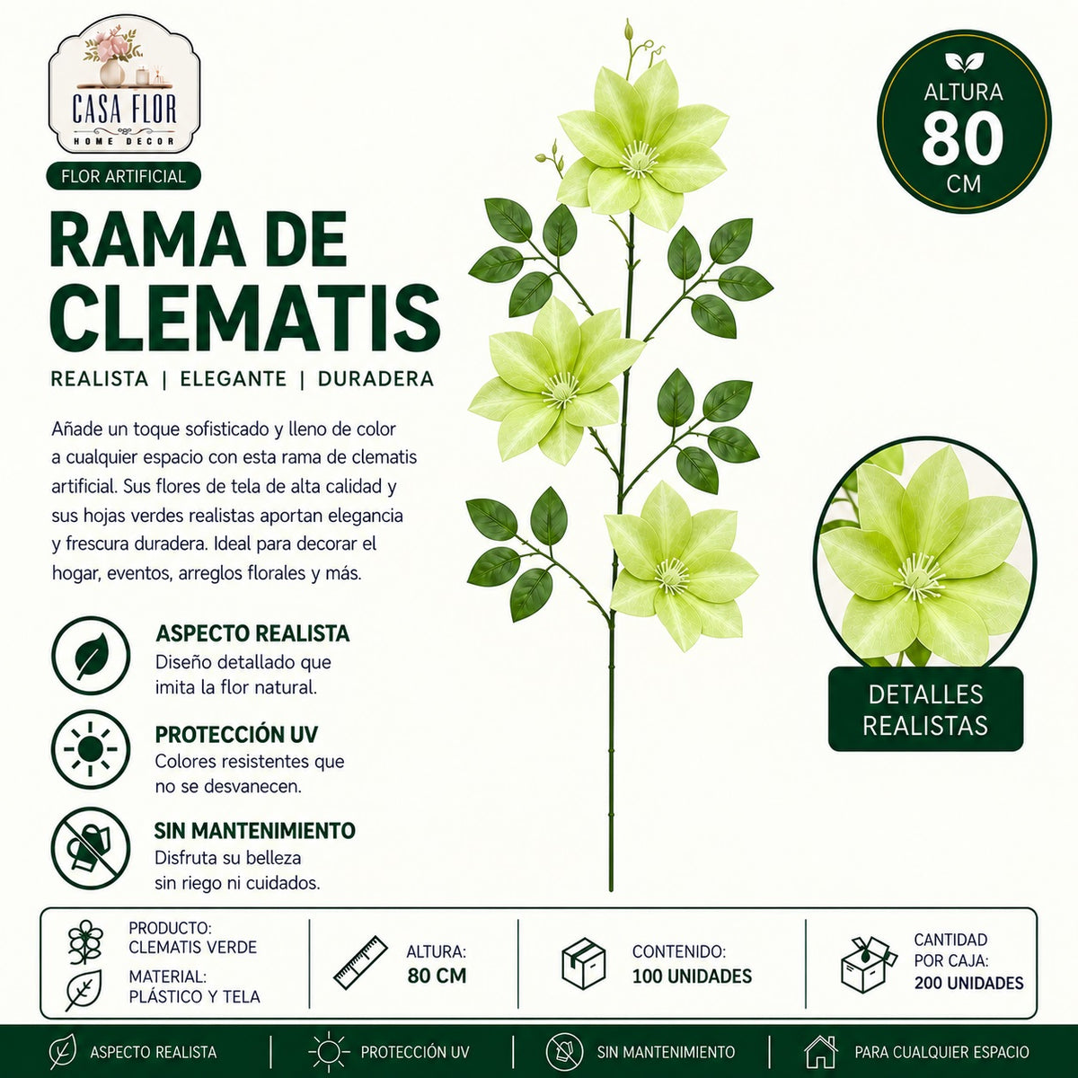 Flor artificial clematis NT-38431 - NT-38436