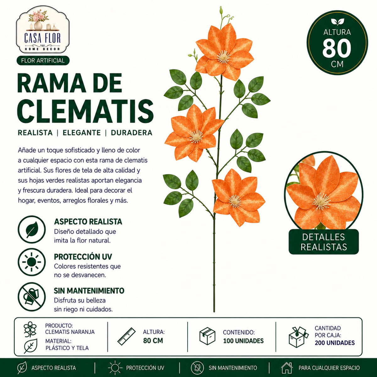 Flor artificial clematis NT-38431 - NT-38436