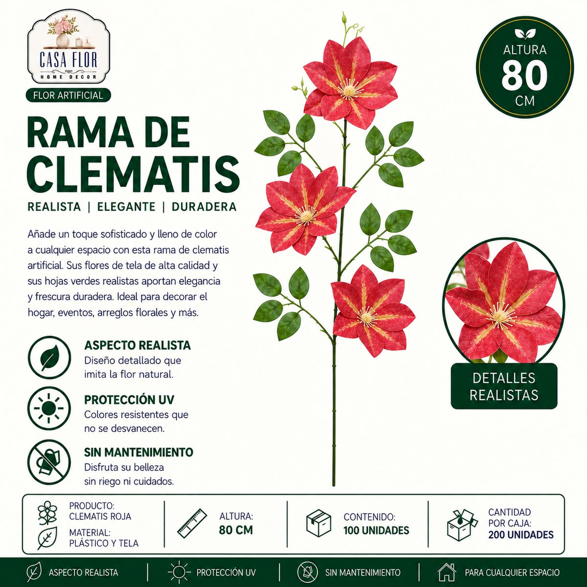 Flor artificial clematis NT-38431 - NT-38436