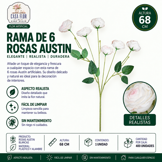 Flor artificial rosa austin NT-38523 - NT-38526