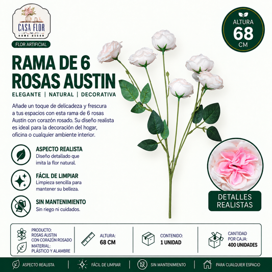 Flor artificial rosa austin NT-38523 - NT-38526