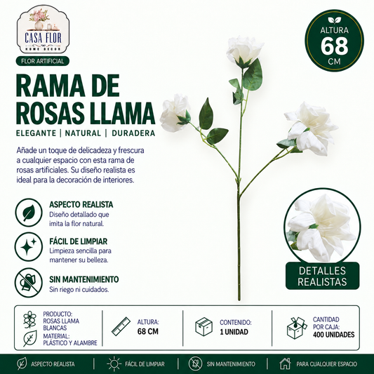 Flor artificial rosa llama NT-38527 - NT-38531