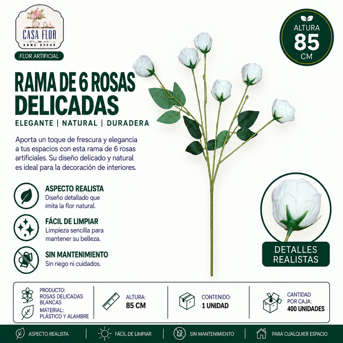 Flor artificial rosa NT-38541 - NT-38545