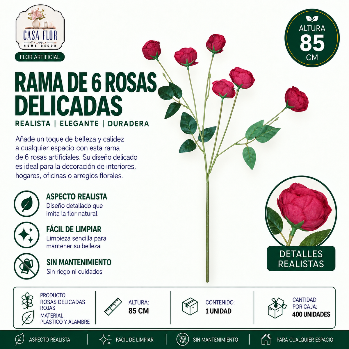 Flor artificial rosa NT-38541 - NT-38545