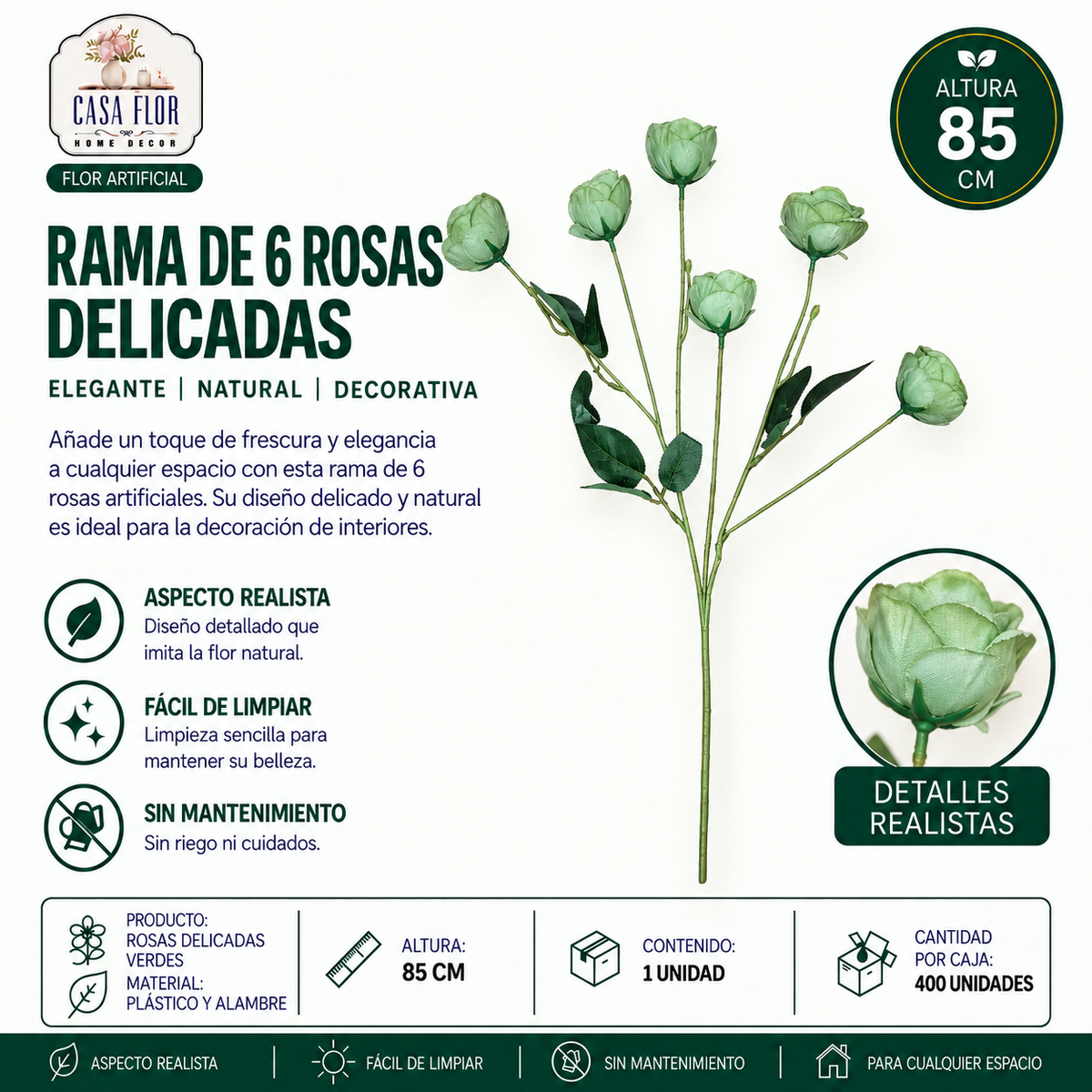 Flor artificial rosa NT-38541 - NT-38545