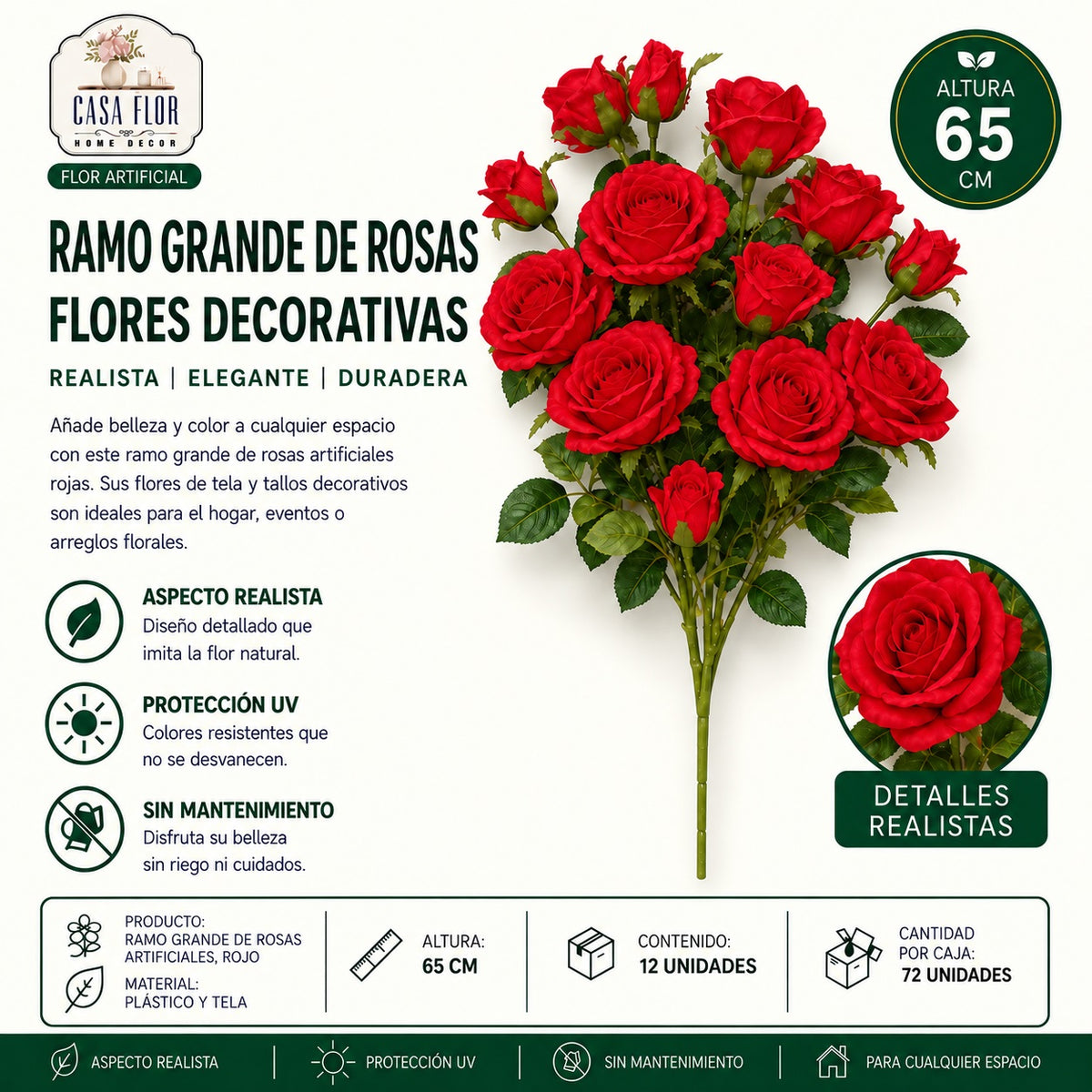Flor artificial rosa NT-38763 - NT-38769