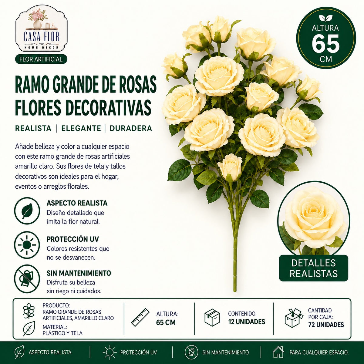 Flor artificial rosa NT-38763 - NT-38769