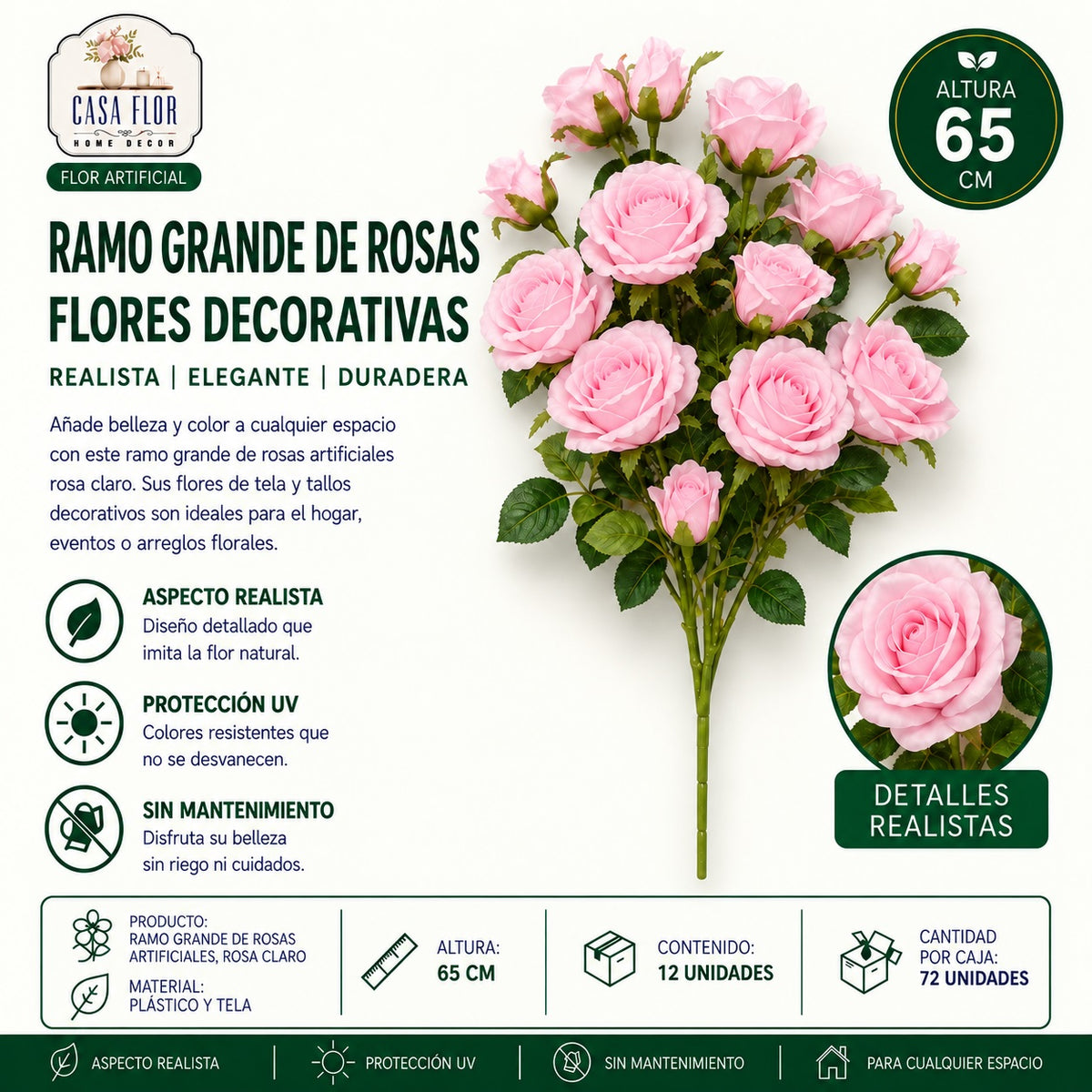 Flor artificial rosa NT-38763 - NT-38769