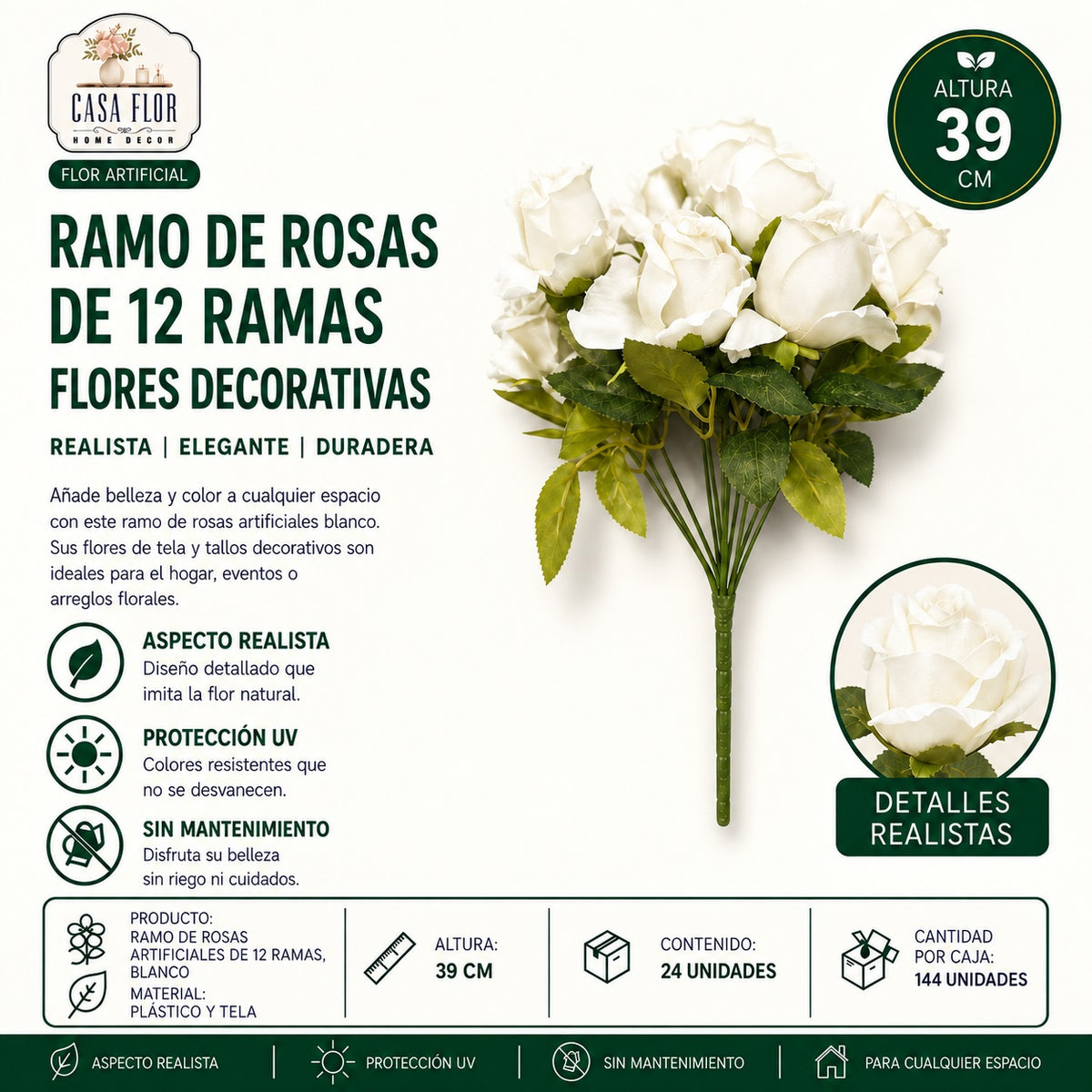 Flor artificial rosa NT-38770 - NT-38775