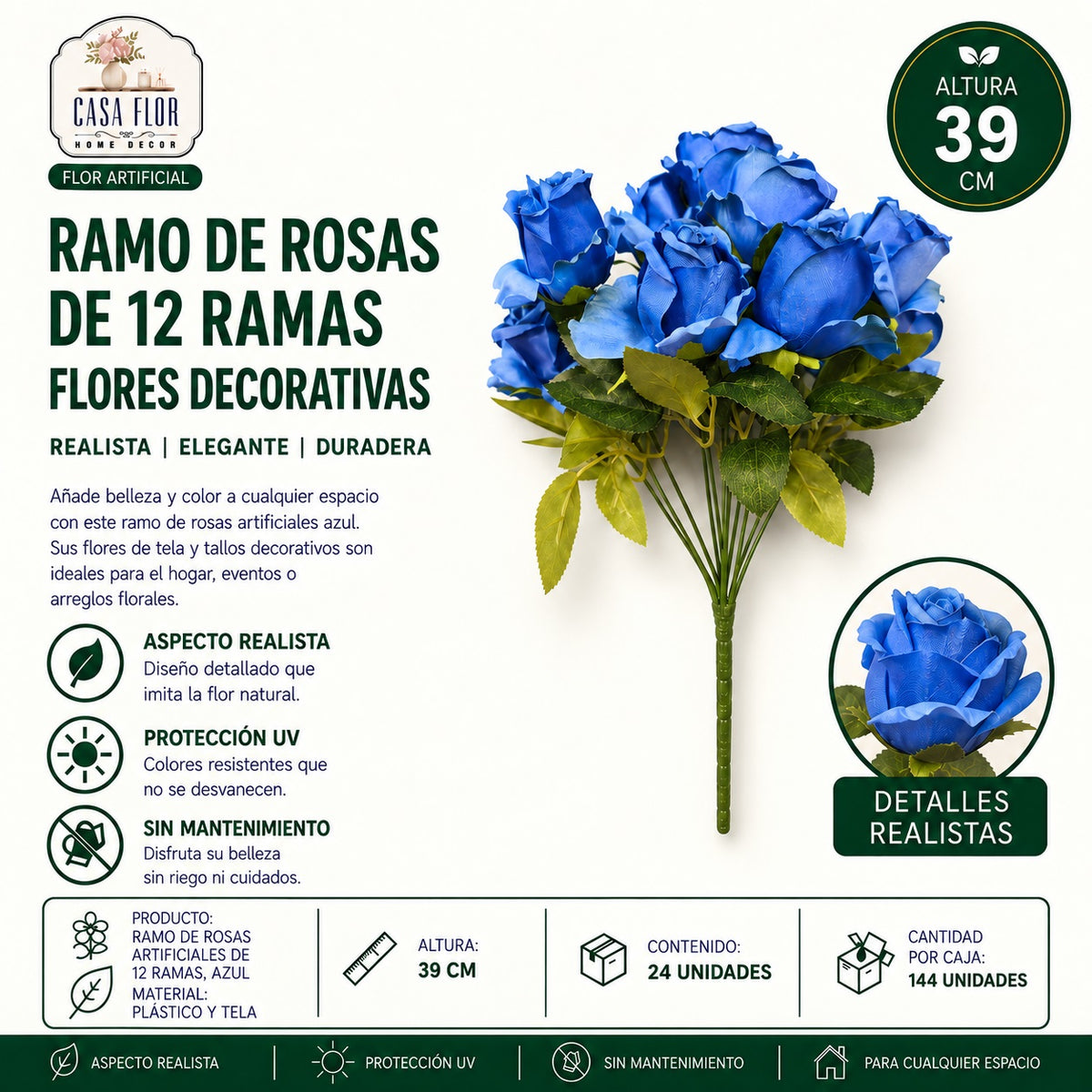 Flor artificial rosa NT-38770 - NT-38775