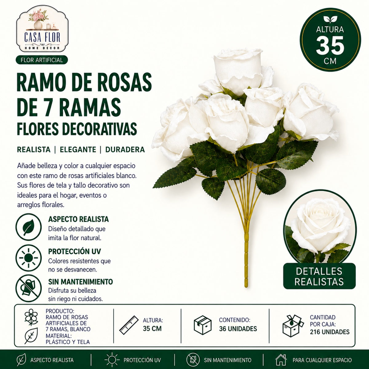 Flor artificial rosa NT-38781 - NT-38785