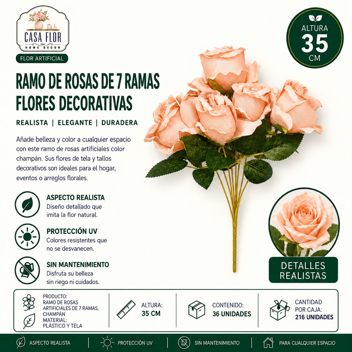 Flor artificial rosa NT-38781 - NT-38785