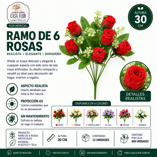 Flor artificial rosa PM-37075