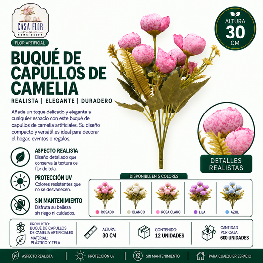 Flor artificial capullos de camelia PM-37084